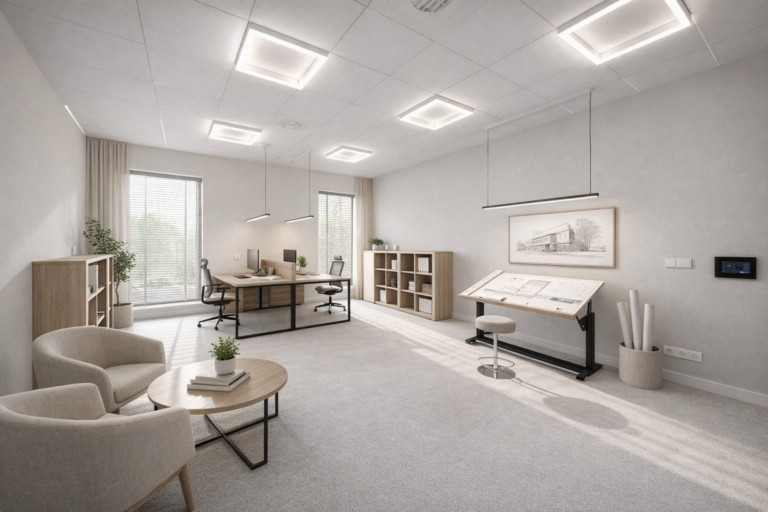 Nowoczesne biuro – projekt funkcjonalnej i jasnej przestrzeni pracy